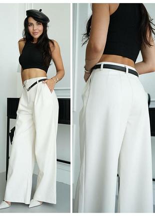 Стильные кожаные брюки палаццо на замшевой основе (3 цвета) брюки эко-жа