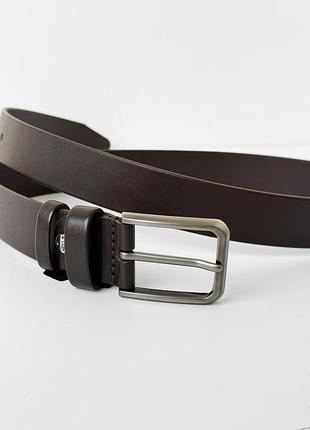 Класичний чоловічий ремінь коричневий шкіряний