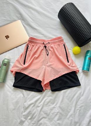 Розовые персиковые спортивные шорты с подкладкой sports performance