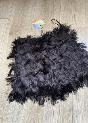 Гарні шорти з бахромою чорні с8