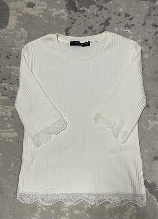 🤍жіночій лонгслів з мереживною обробкою🤍