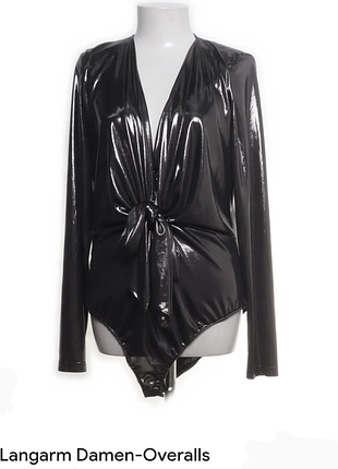 Женское серебристое боди с глубоким декольте и бантом р.s с эффектом мокрой кожи