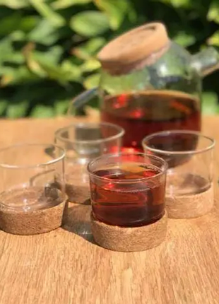 Набор стеклянных чашек пуговиц 4 шт 125 мл