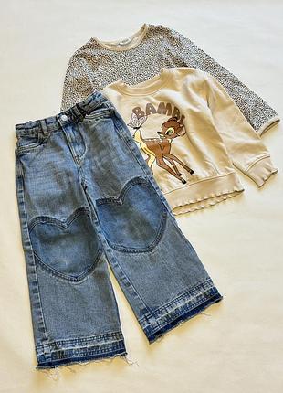 Набір джинси , світшот та лонг на дівчинку 3-4 роки