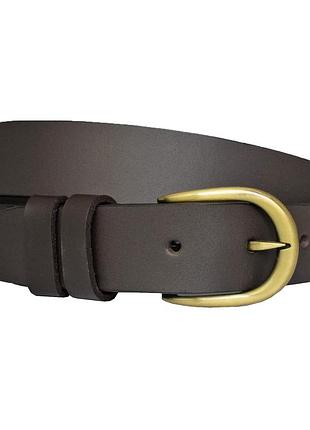 Ремень коричневый кожаный женский с золотой пряжкой натуральной кожи
