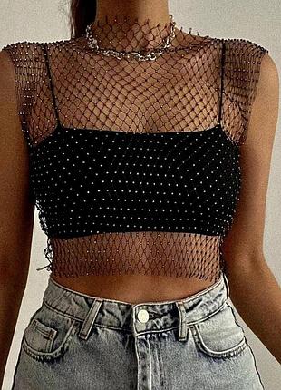 Топ у сітку зі стразами
