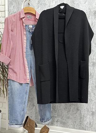 Джемпер, кардиган, кейп, пончо esprit чорний з карманами м-l