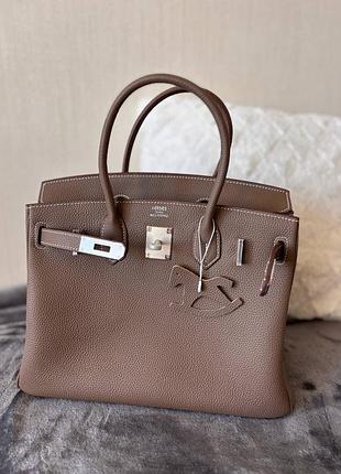 Трендовая сумка биркин кожаная 30 см