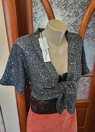 Кофта балеро накидка с пайетками