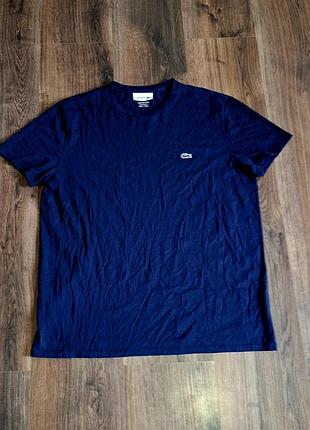 Мужская уникальная синяя базовая футболка lacoste оригинал