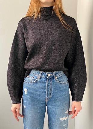 Светр кольору асфальту з люрексною ниткою
