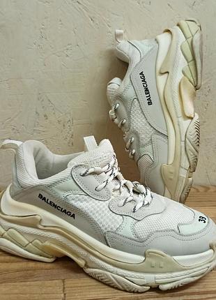 Брендовые triple s кроссовки женские модные массивные белые р 39