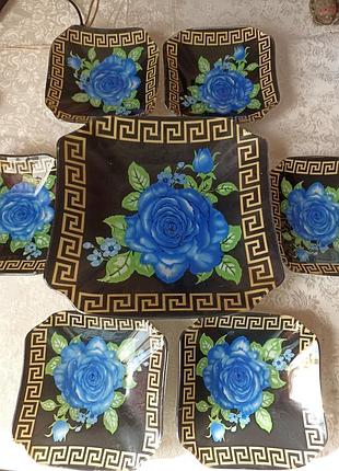 Набор блюдо и блюдца, можно под торт.