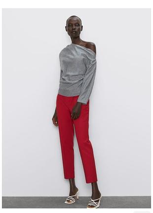 Красные брюки брюки брюки классический повседневный стиль zara