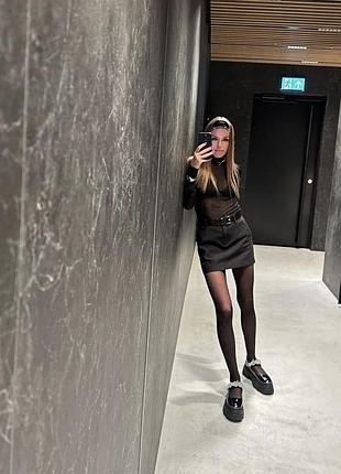 Женские черные лаковые лоферы туфли на массивной подошве/ mary jane лаковые