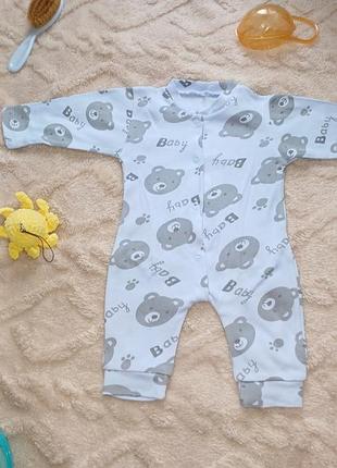 Ромпер чоловічок небесно блакитний з медведиками 62р (1-3 м.)