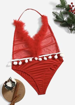 Червоний новорічний боді