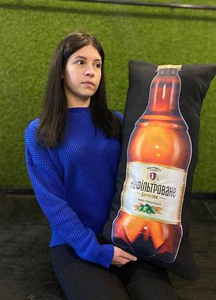 Подушка с принтом габардиновая нефильтрованное бочковое, черная 35х75 (102)