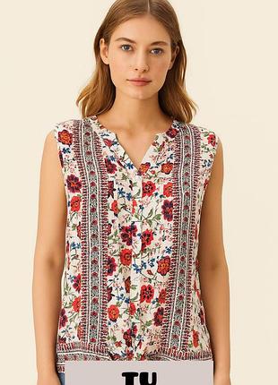 Великолепная вискозная блуза с цветочным принтом бренда tu