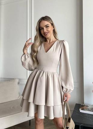 Платье с двойной юбкой миди