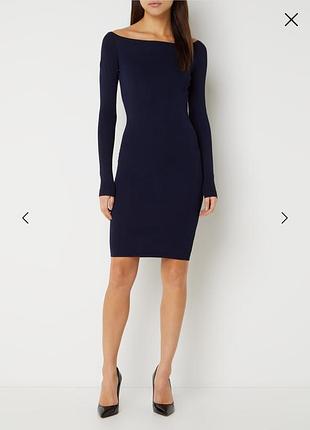 Шикарное фирменное темно-синее платье с приоткрытыми плечами, nikki, 32