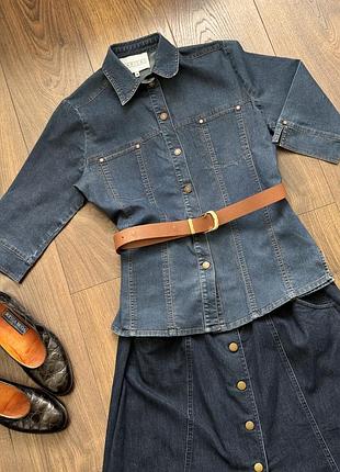 Тотал денім сорочка на кнопках джинсова