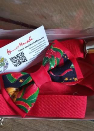 Галстук -бабочка новогодний рождественский красный jingle bells