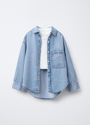 Джинсовая рубашка белый топ футболка рубашка