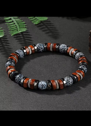 Стильний оригінальний браслет з натуральним камінням унісекс гематит