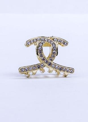 Маленький крабик для волос, металлический с камушками