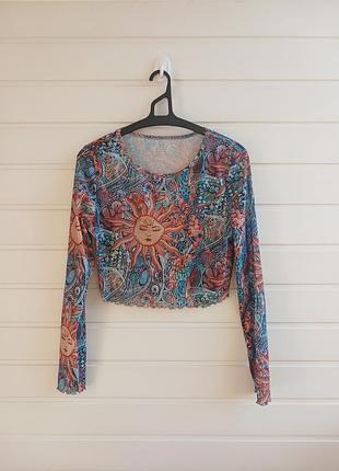 Жіночий лонгслив - сітка з цікавим принтом