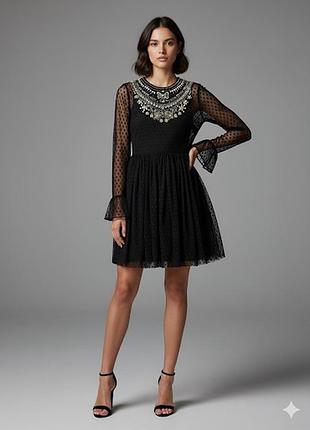 Сукня чорна з камінням стрази сітка напівпрозоре