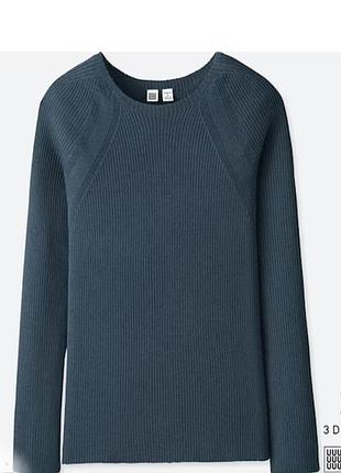 Вовняний вязаний джемпер в рубчик uniqlo