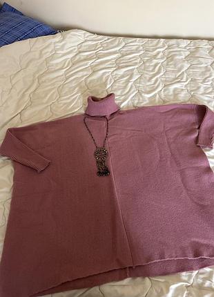 Шикарний  светр пончо- полупальто оверсайз