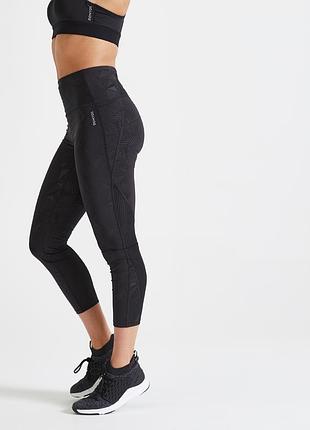 Легінси жіночі для кардіофітнесу, 7/8  чорні, тайтсы