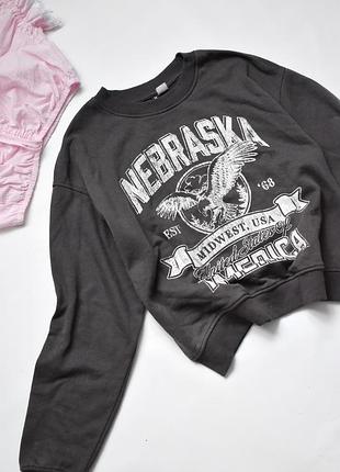 Красивый утепленный серый свитшот h&amp;m