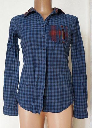 Рубашка клетка синяя reserved xs 34euro