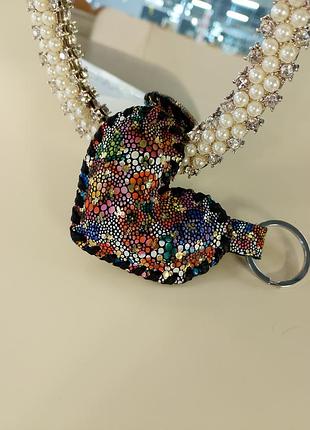 Брелок з натуральної шкіри сердечко