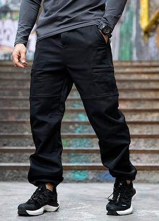 Зимние мужские карго брюки на флисе защита от воды и ветра