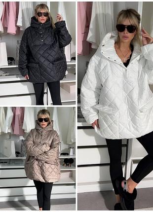 Анарак на подкладке 42-48р. женский черный белый мокко