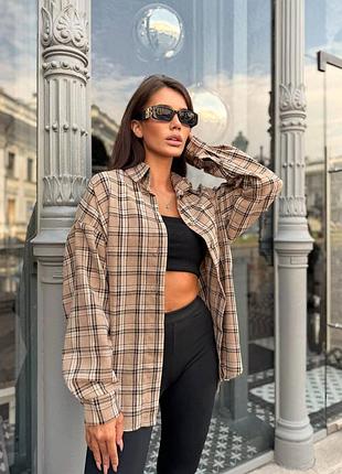Трендовая рубашка из фланели в универсальном размере oversized 42-48