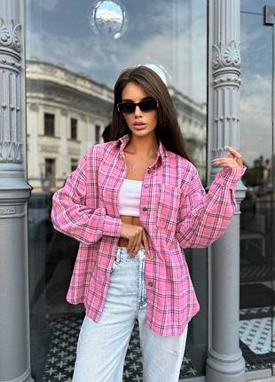 Рубашка в клетку из фланели в универсальном размере oversized 42-48