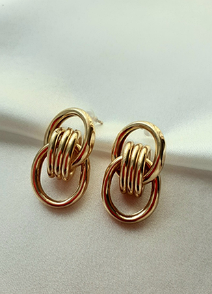 Золотистые серьги с изящными кольцами "вечная элегантность"