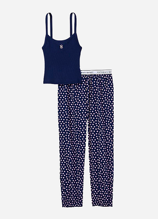 Victorias secret пижама майка и штаны cotton tank jogger pajama set nigth navy