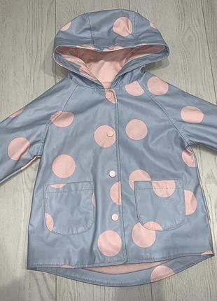 Дитячий дощовик на кнопках з капюшоном для дівчинка в горошок primark 9-12 місяців 80 см