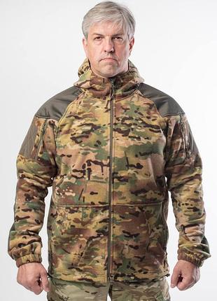 🖍флисовая кофта с капюшоном и вставками из плащёвки мультикам