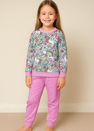 Піжама для дівчинки з начісом одноріг зріст 80см-122см