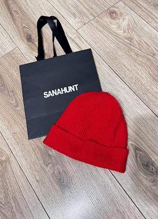 Шапка біні(докер) червона onesize унісекс укорочена з підворотом