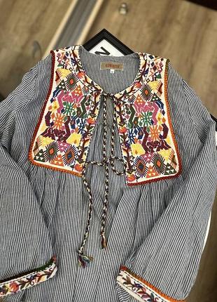 Рубашка-накидка полосатая с вышивкой, вышиванка, рубашка -вышиванка kontatto