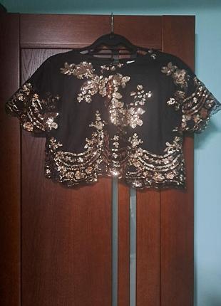 Святкове  чорне болеро/накидка в паєтках 10 розміру